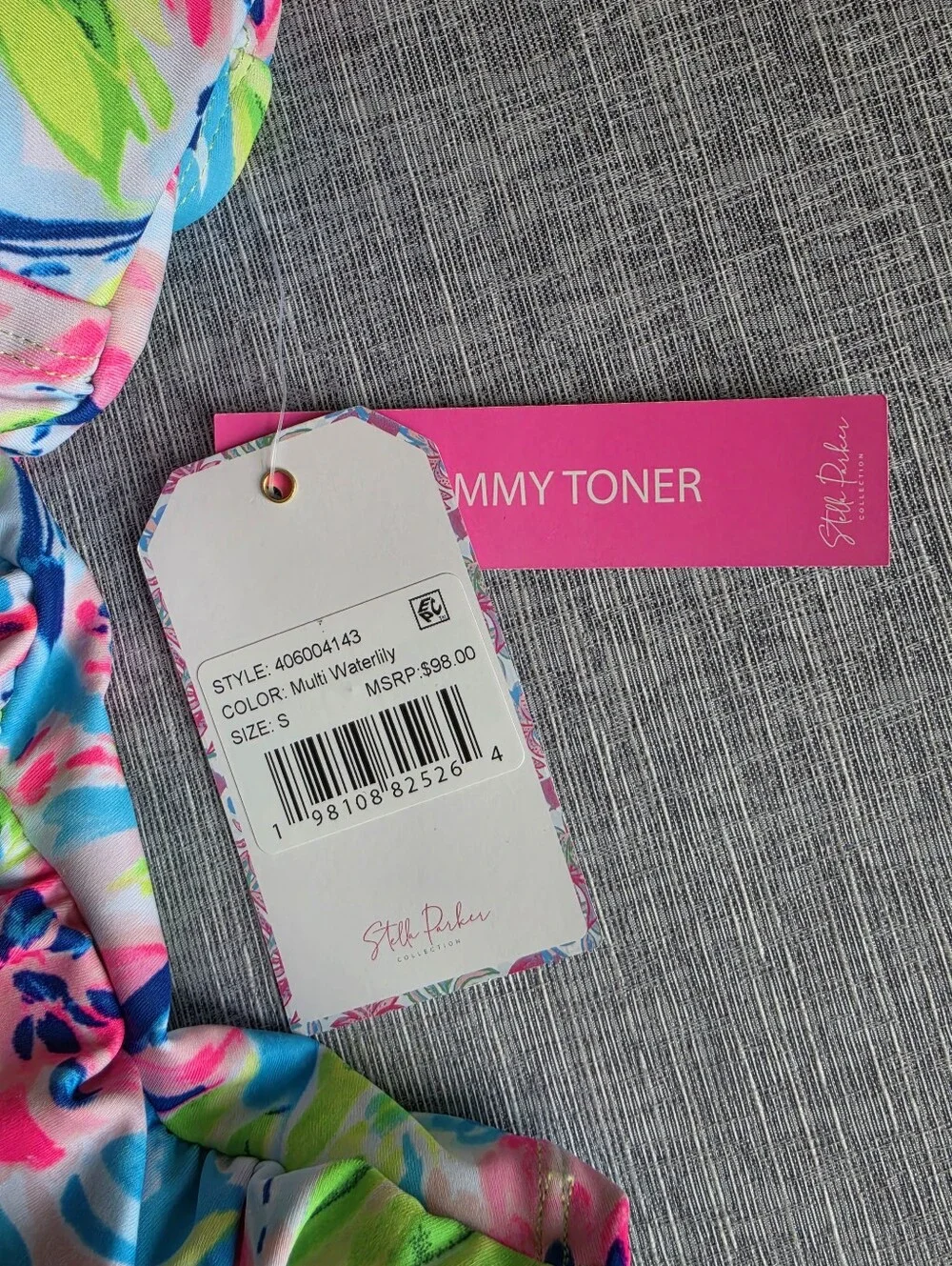 Stella Parker Floral Swim Tankini Top Size Small Multi Waterlily Pink Blue Green - Picture 6 of 9